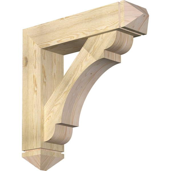 Ekena Millwork Olympic Arts and Crafts Rough Sawn Bracket w/ Offset Brace, Douglas Fir, 8"W x 34"D x 34"H BKT0806X34X34OLY03RDF - main